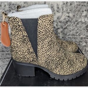 MIA Leopard Print Chunky Heel Boots Womens Textured Animal Print Retro 90s NWT!
